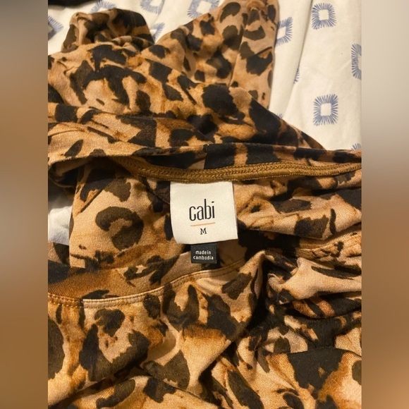 EUC Cabi Medium Black and Tan Leopard Animal Print Midi Dress - Picture 9 of 10